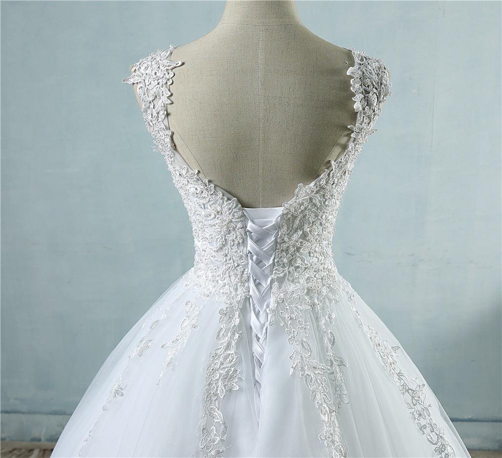 High Waist Wedding Dress With Deep V-neck - Nioor