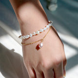 Women's Baroque Freshwater Pearl Simplicity Double-layer Bracelet