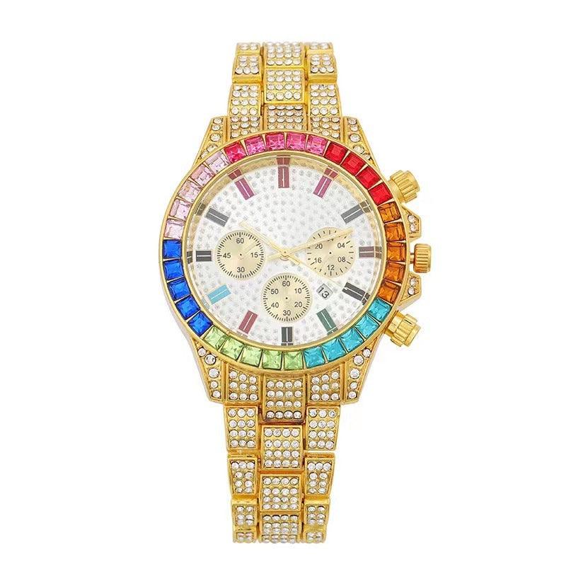 Women's Steel Full Diamond Single Calendar Wrist Watch - Nioor