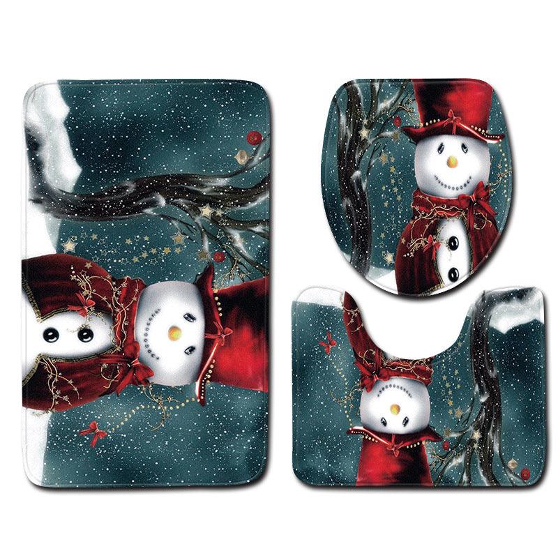 Christmas Snowman Bathroom Carpet Door Mat - Nioor