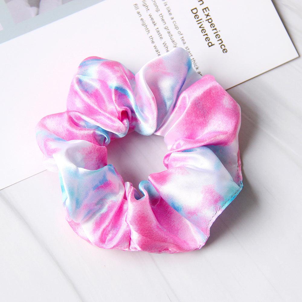 Simple Cloth Satin Tie-dye Children Large Intestine Ring Hair Accessories Headdress - Nioor