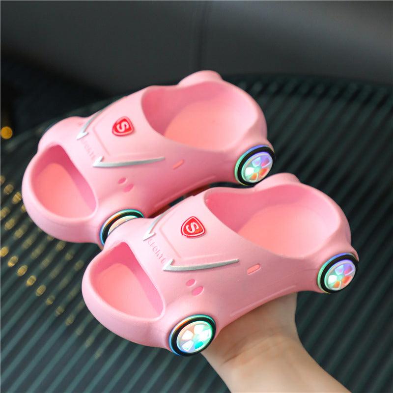 Kids Glowing Slippers Cartoon Car Sandals Children Sandals Anti Slip Boys Girls Luminous Slippers Summer Beach Shoes - Nioor