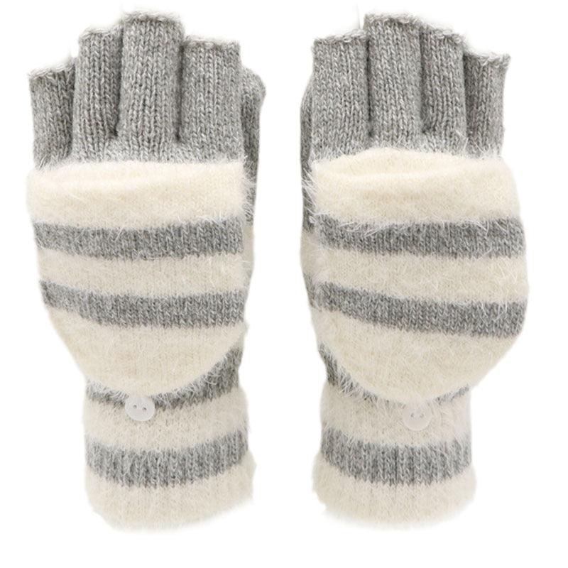 Flip Half Finger Knitting Wool Gloves - Nioor