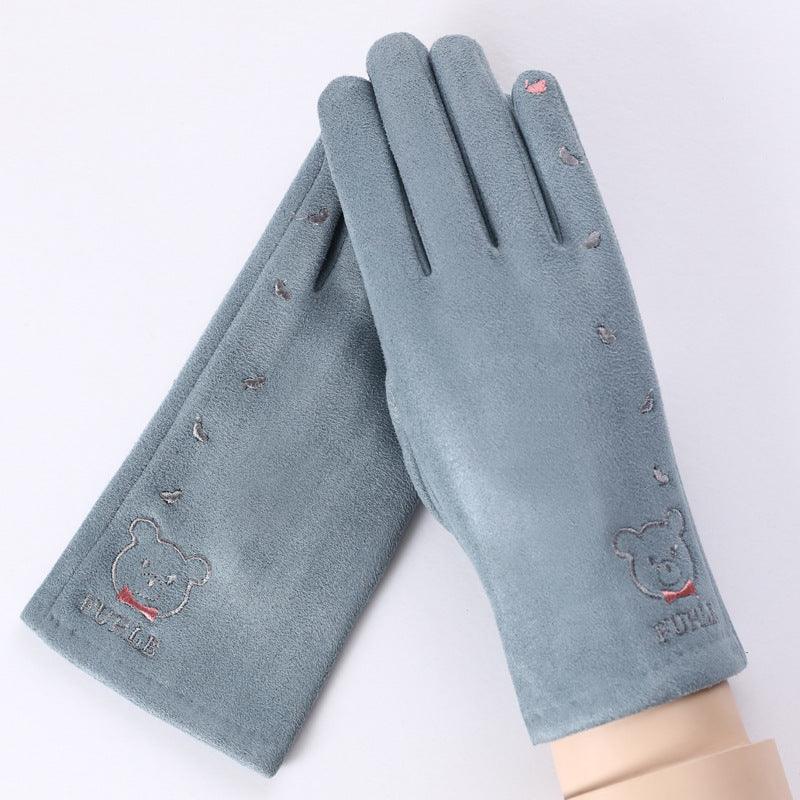 Thermal Gloves N915 Women's Winter Suede Double-layer Velvet Thickened - Nioor