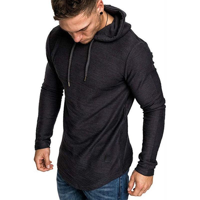 High Street Hipster Hooded T-shirt Men's Summer Loose Casual Shoulder Long Sleeve European Size Men's T-shirt Jacket - Nioor