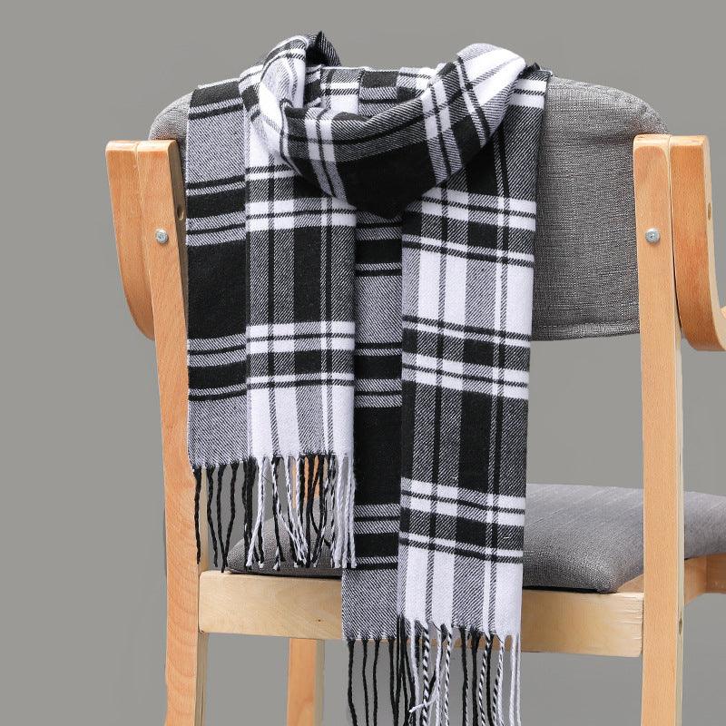 British Plaid Imitation Cashmere Tassels Couple Parent-child Men's Scarf - Nioor