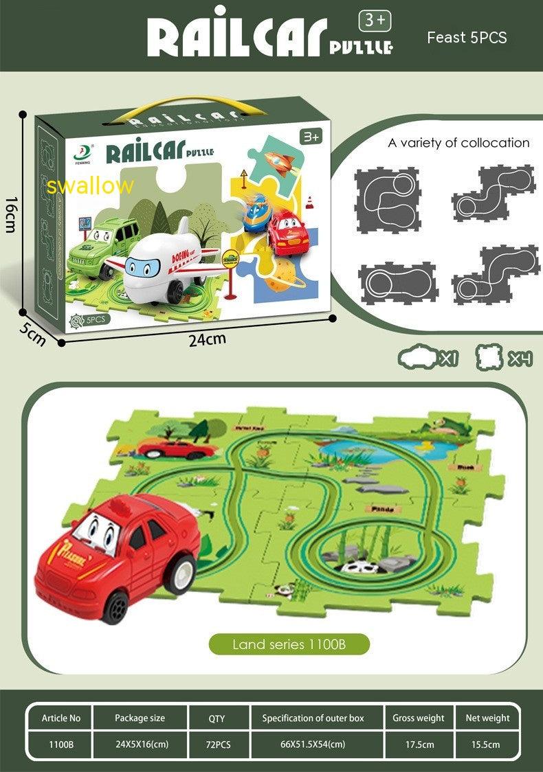 Children Puzzle Electric Railroad Speeder DIY Assembly Electric Car Automatic Rail City Scene Construction Education Toy Gift - Nioor