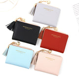 Short Style Women's Zipper Purse Solid Color Tassel Simple