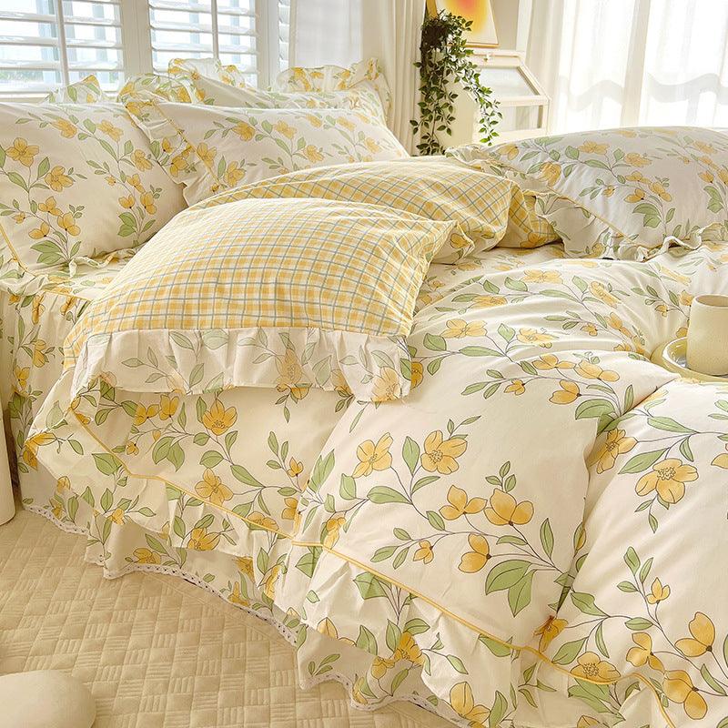 Bed Skirt Model Cotton Bedding Four-piece Set Sheet Quilt Cover - Nioor