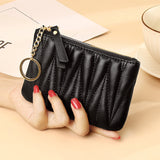 Fashionable Sheepskin Short Wallet Thin Grid