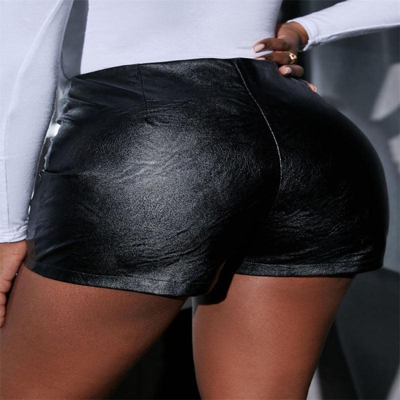 Leather Shorts Women's All-match High Waist Autumn And Winter Leather Pants Casual Base Bootcuts - Nioor