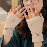 Knitted Plus Fluff Flip Gloves - Nioor