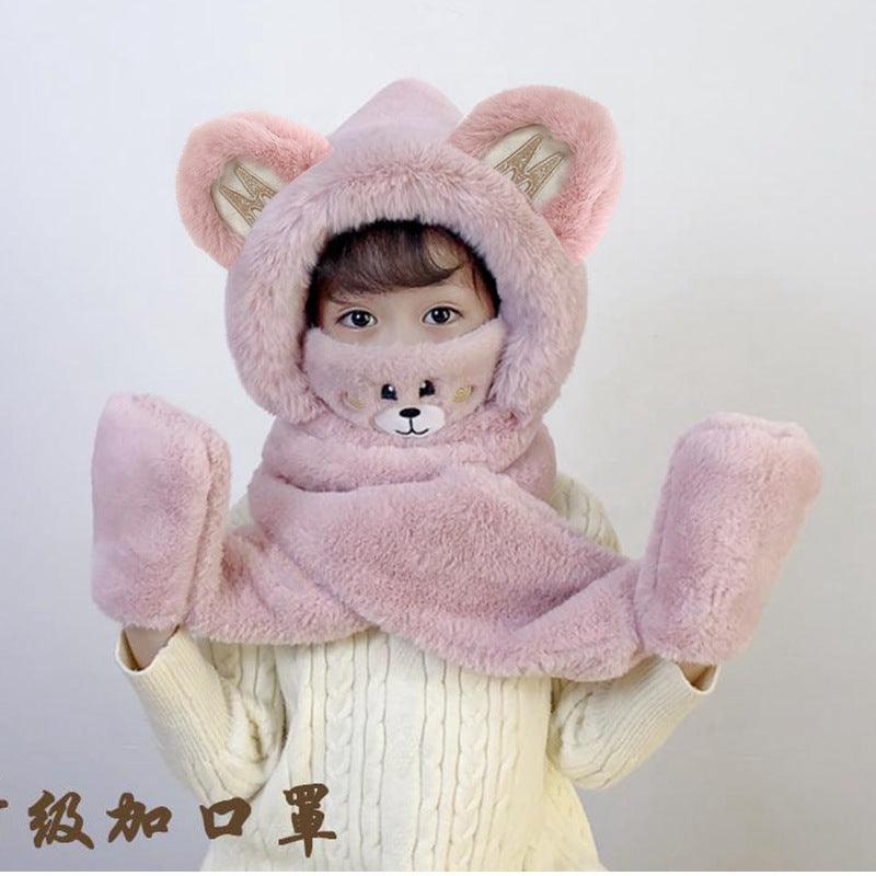 Children's Hat Scarf Gloves One-piece Hat - Nioor