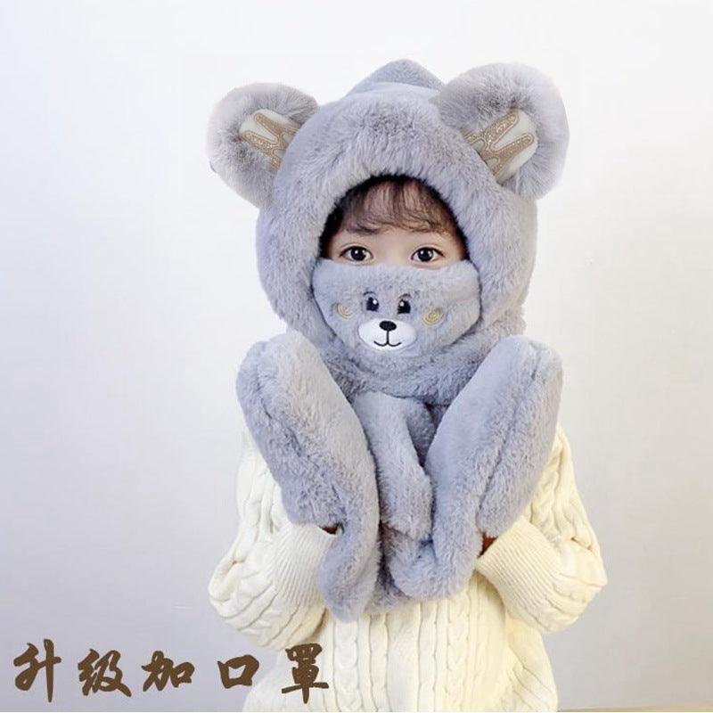 Children's Hat Scarf Gloves One-piece Hat - Nioor