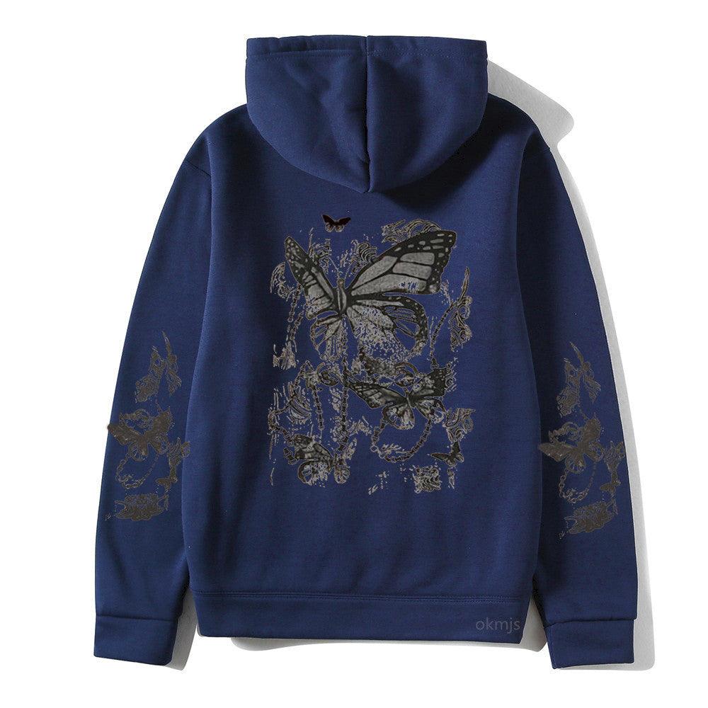 Cold Design Butterfly Hooded Sweater - Nioor