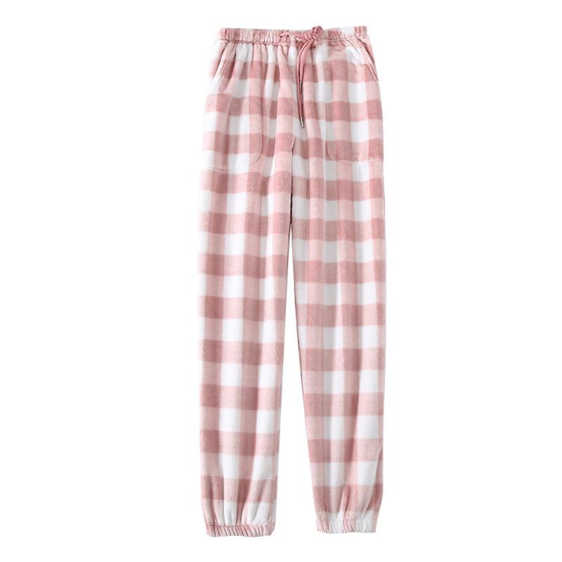 Couple Flannel Pajama Pants Plaid Women Autumn And Winter Plus Size Thickened - Nioor