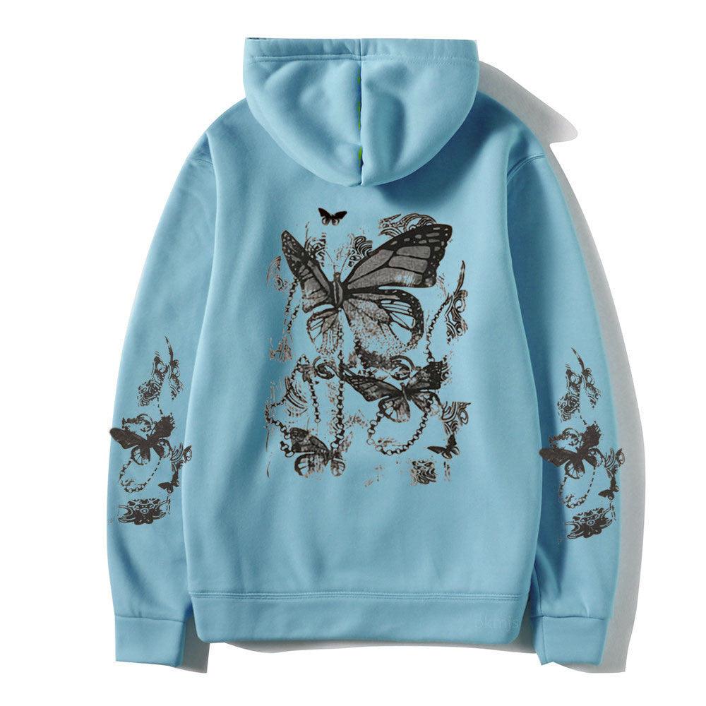 Cold Design Butterfly Hooded Sweater - Nioor