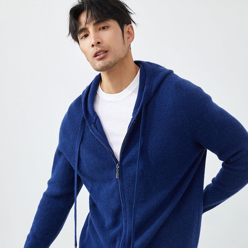 Cashmere Fall Winter Men Hooded Cardigan Casual Thickening Warm Short Loose Knitted Coat - Nioor