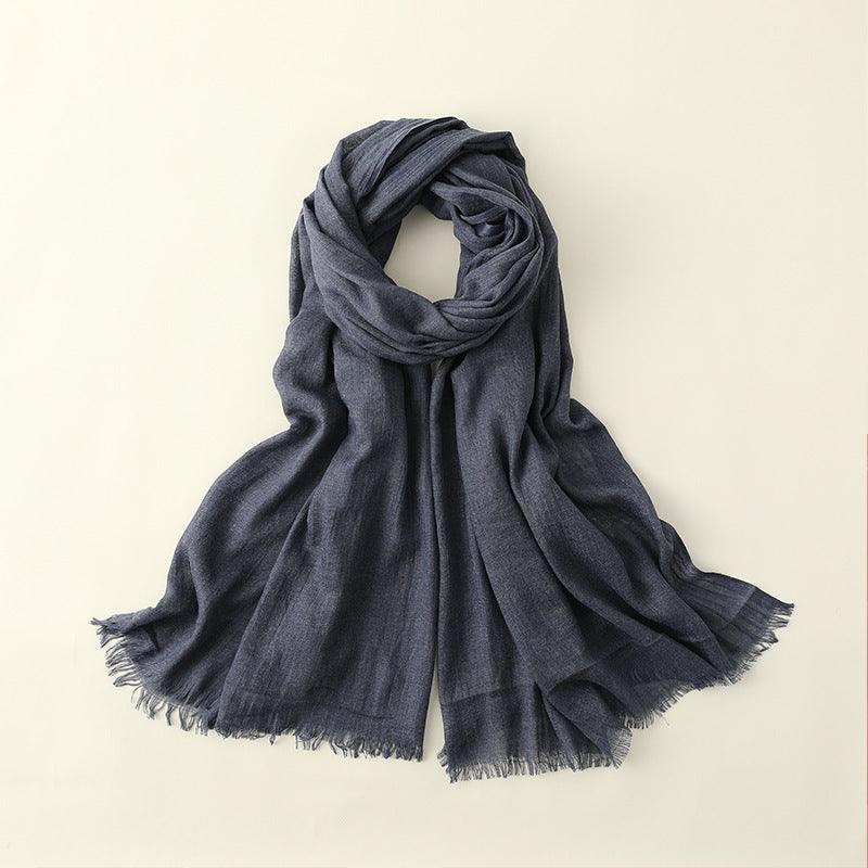 Women's Fashion Artistic Solid Color Cotton And Linen Scarf - Nioor