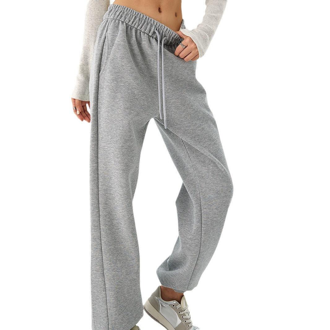 Sports And Leisure Lengthened Wide-leg Sweatpants - Nioor