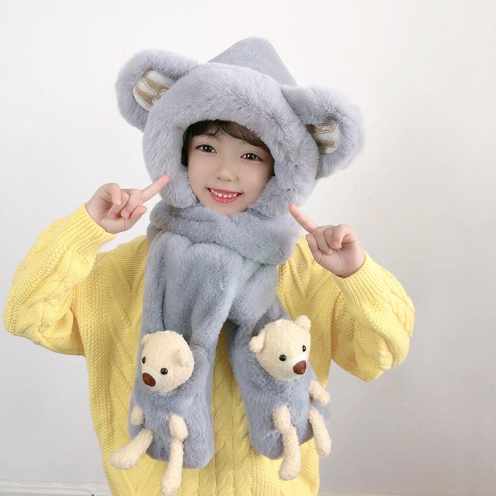 Children's Hat Scarf Gloves One-piece Hat - Nioor