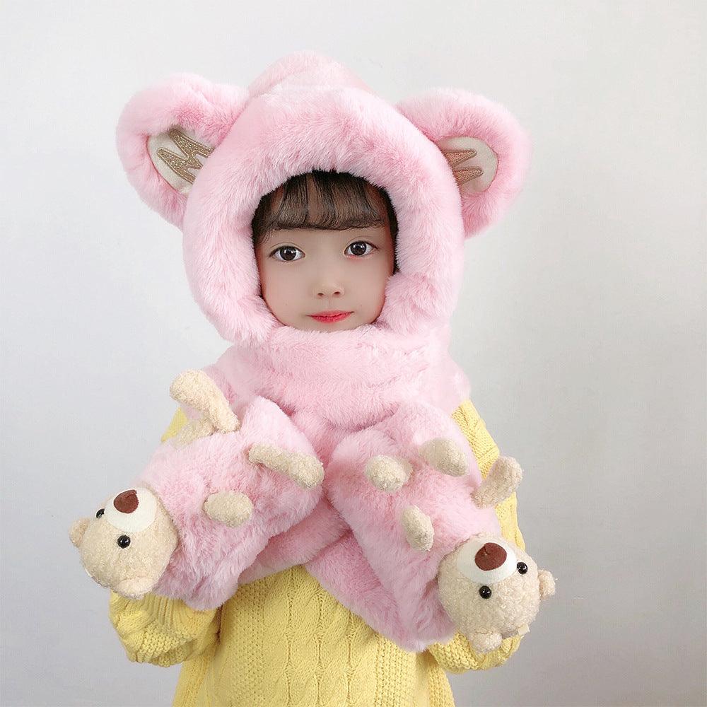 Children's Hat Scarf Gloves One-piece Hat - Nioor