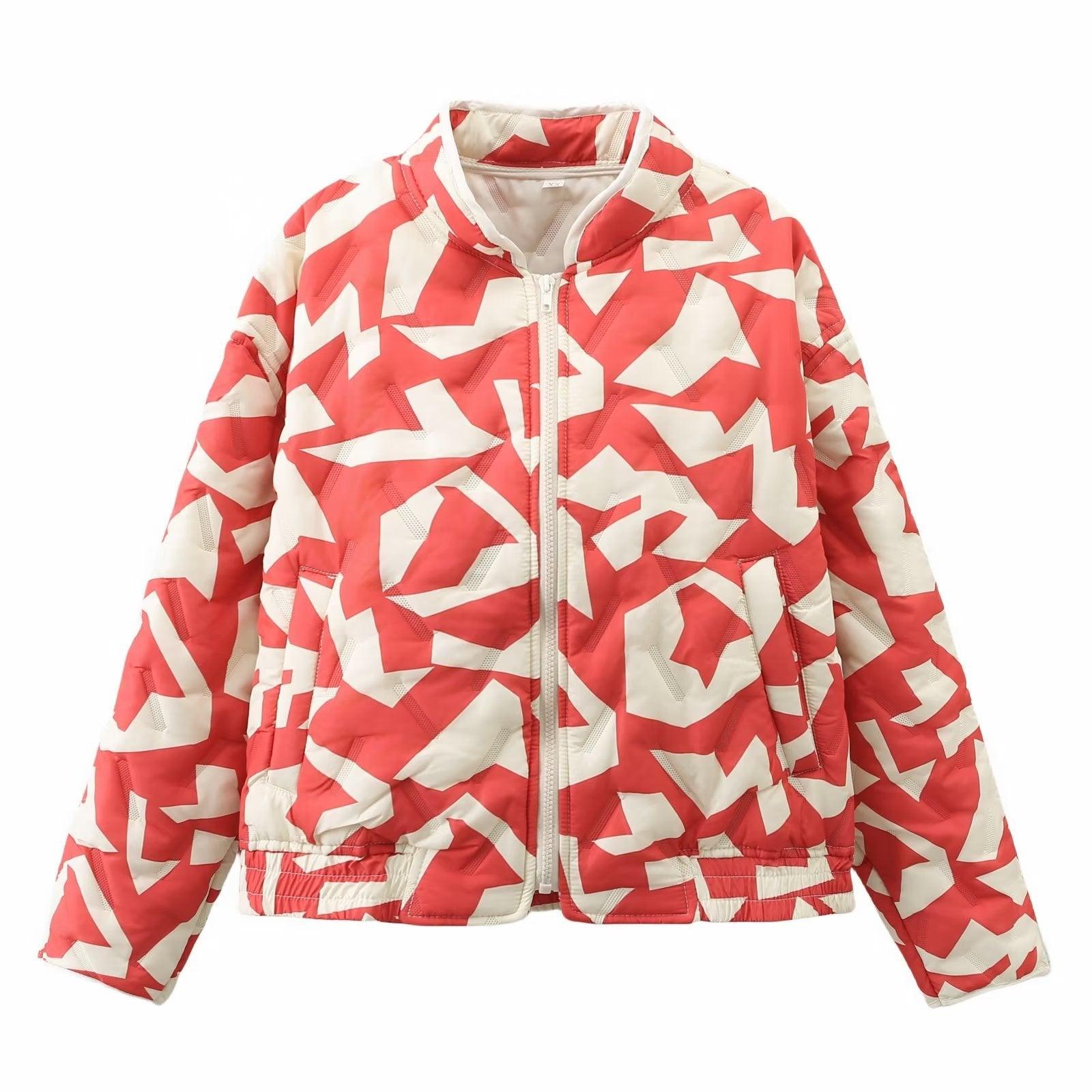 Women's Clothing Fashion Geometry Pattern Pattern Cotton Coat Jacket - Nioor