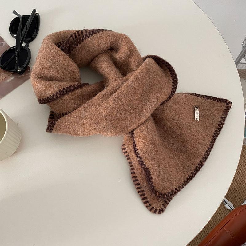 Winter Contrast Color Keep Warm Pure Color Scarf - Nioor