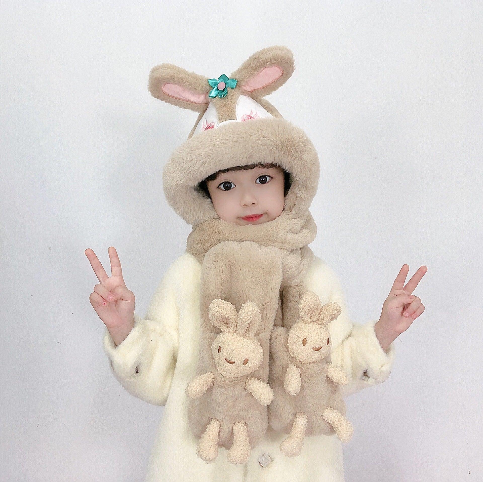 Children's Hat Scarf Gloves One-piece Hat - Nioor