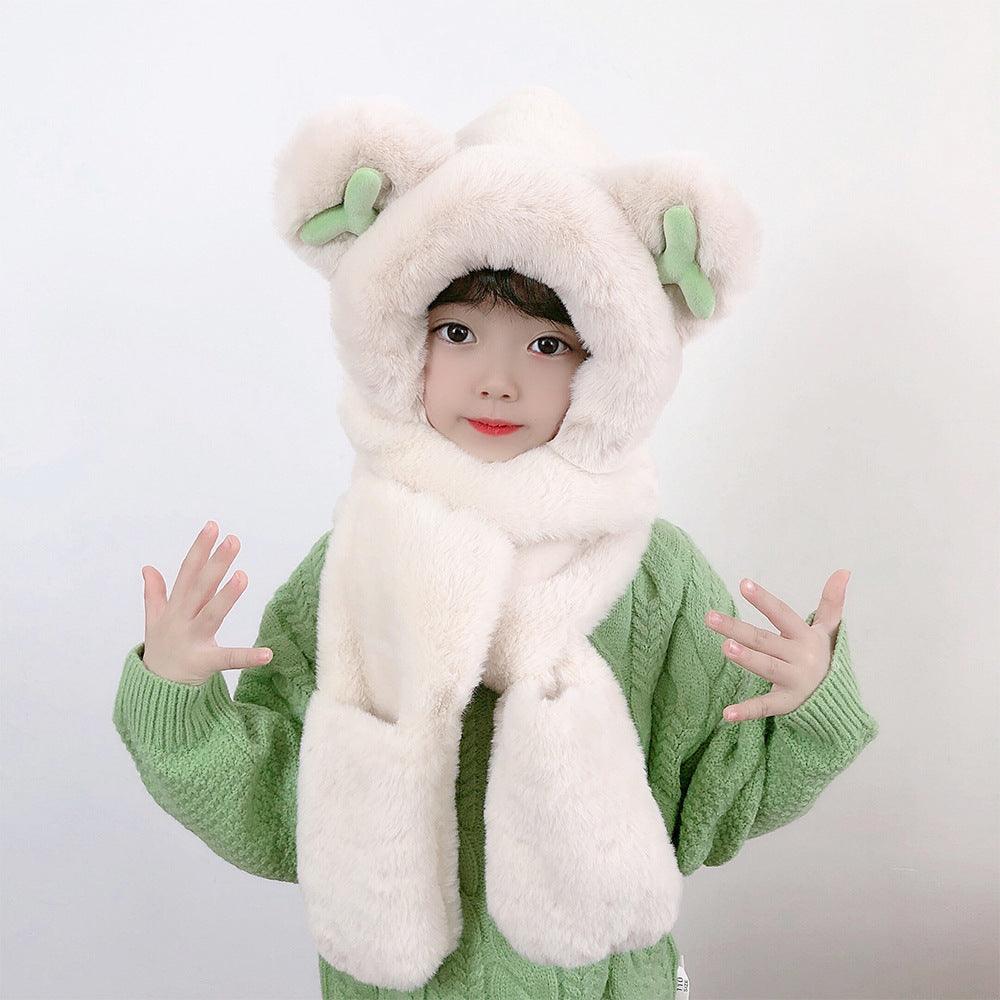 Children's Hat Scarf Gloves One-piece Hat - Nioor