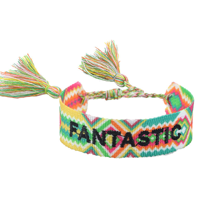 Knitted Belt Couple Bracelet Letter Embroidery Wrist