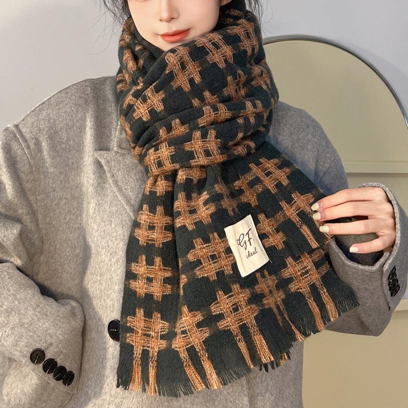 Korean Style Plaid Scarf Winter Women - Nioor