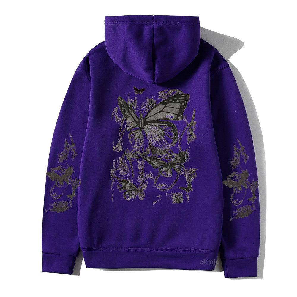 Cold Design Butterfly Hooded Sweater - Nioor