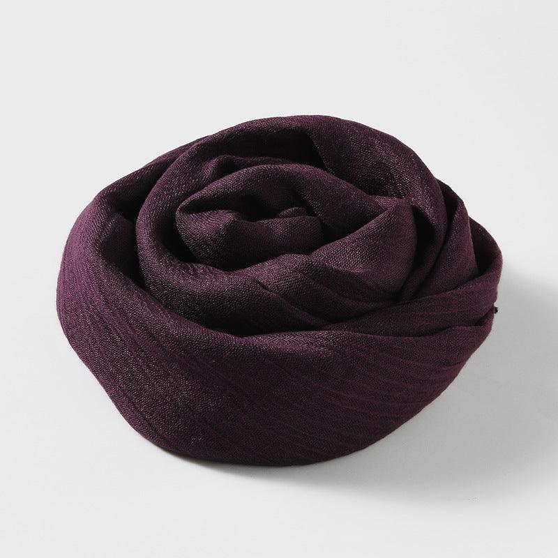 Women's Fashion Artistic Solid Color Cotton And Linen Scarf - Nioor