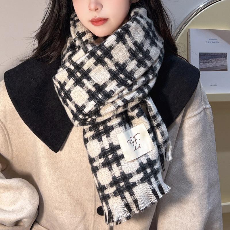 Korean Style Plaid Scarf Winter Women - Nioor