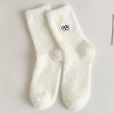 Women's Mid-calf Length Sock Cute Mink Fur Thick Winter Socks - Nioor