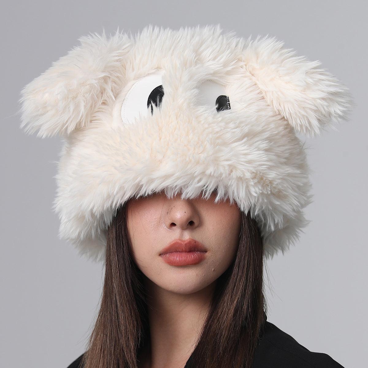 Ear Hat Cute Cartoon Eyes Warm Plush Hat - Nioor