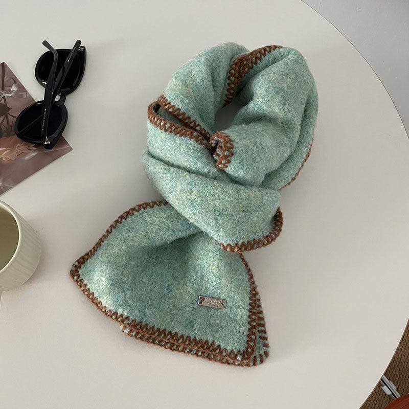 Winter Contrast Color Keep Warm Pure Color Scarf - Nioor