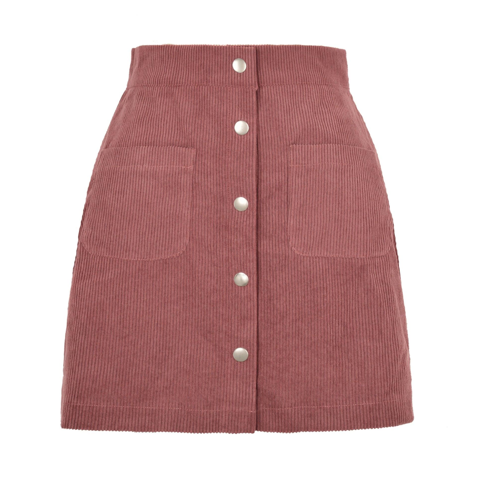 Single-breasted Slim Fit Solid Skirt - Nioor