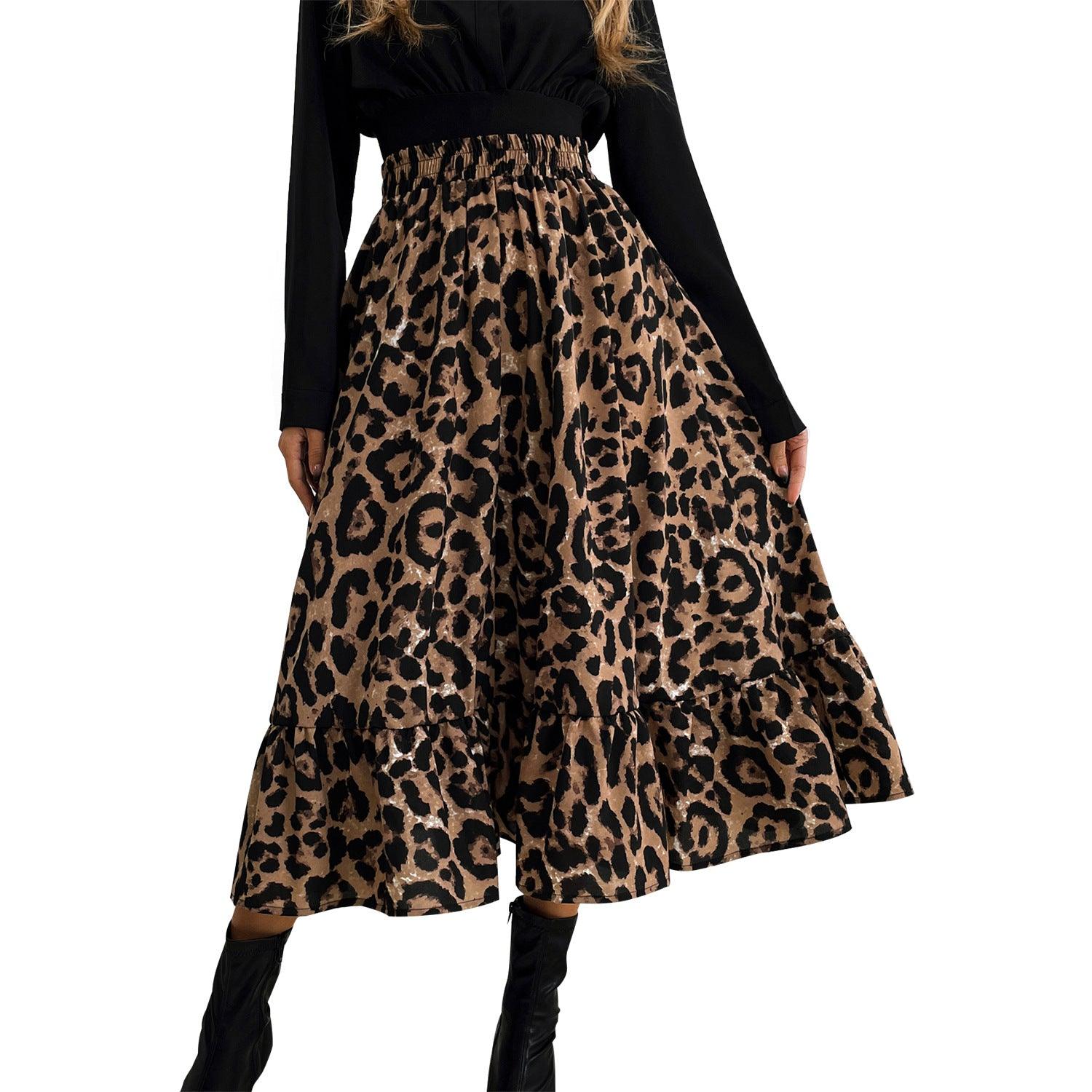 Women's Casual Leopard Print Simple Slim Skirt - Nioor