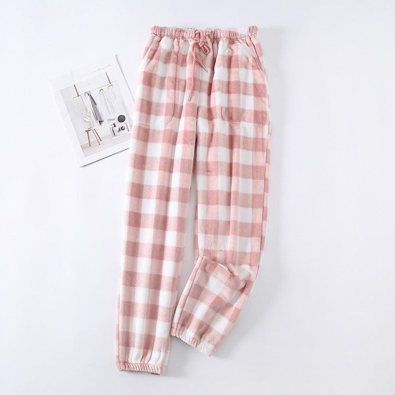 Couple Flannel Pajama Pants Plaid Women Autumn And Winter Plus Size Thickened - Nioor