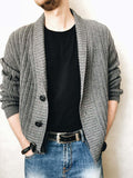 Men's Cardigan Sweater Long Sleeve Urban V-neck Men's Knitwear - Nioor