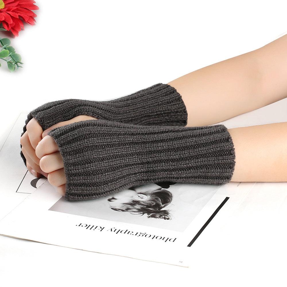 Knitting Wool Gloves Straight Arm Knitted Warm - Nioor