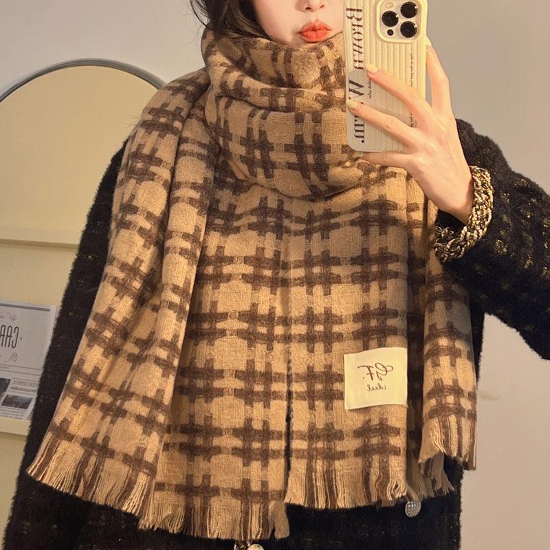 Korean Style Plaid Scarf Winter Women - Nioor