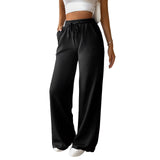 Women's Fashion Loose Casual Solid Color Wide Leg Trousers - Nioor