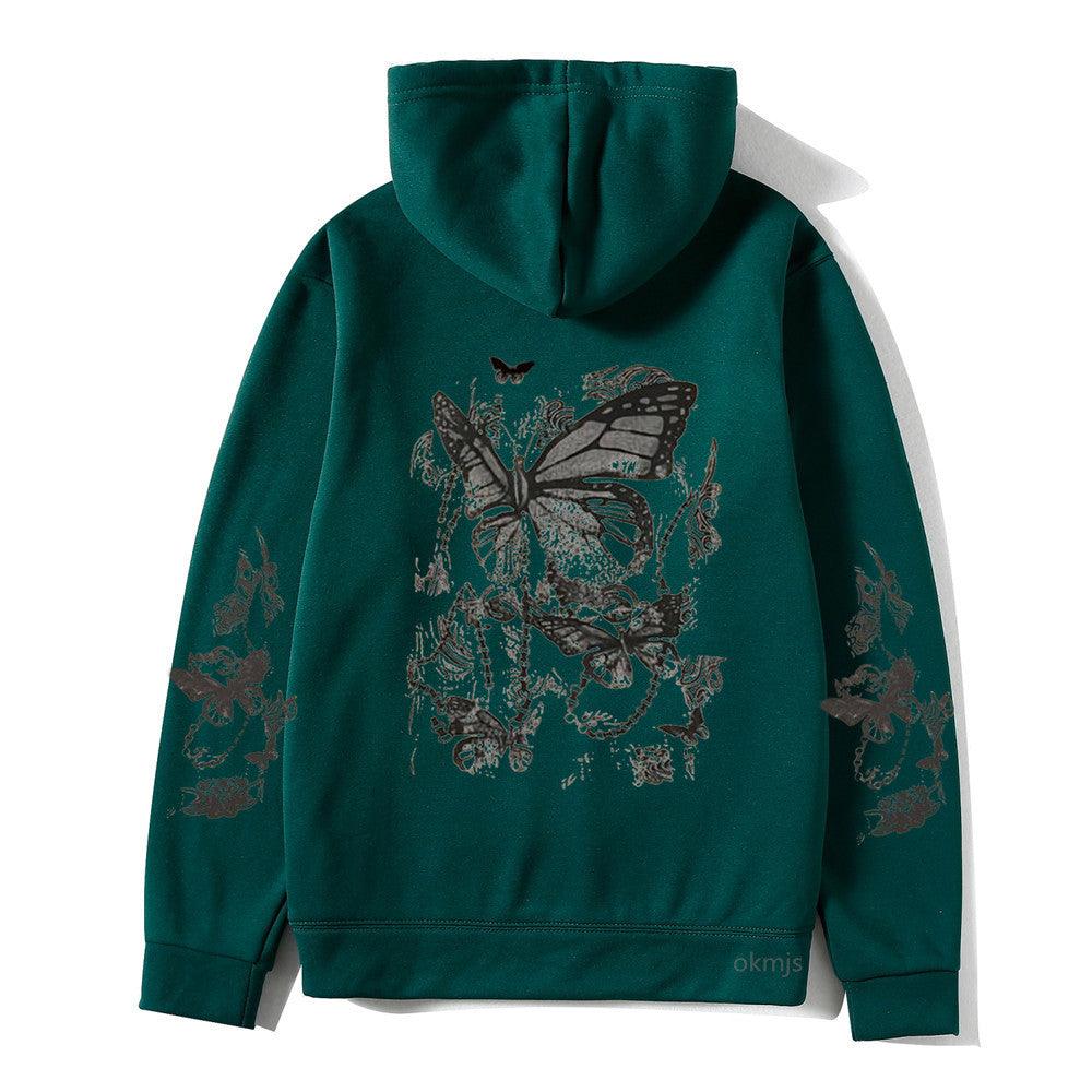 Cold Design Butterfly Hooded Sweater - Nioor