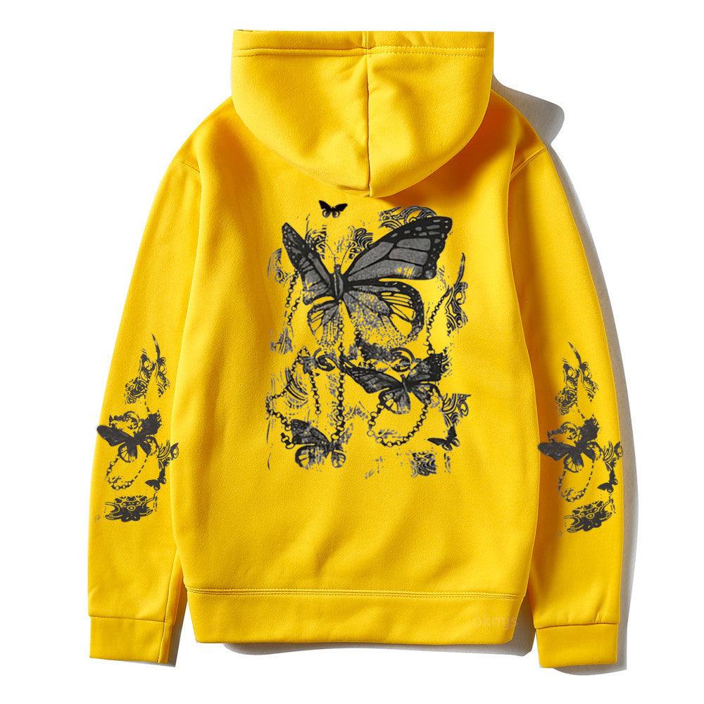 Cold Design Butterfly Hooded Sweater - Nioor