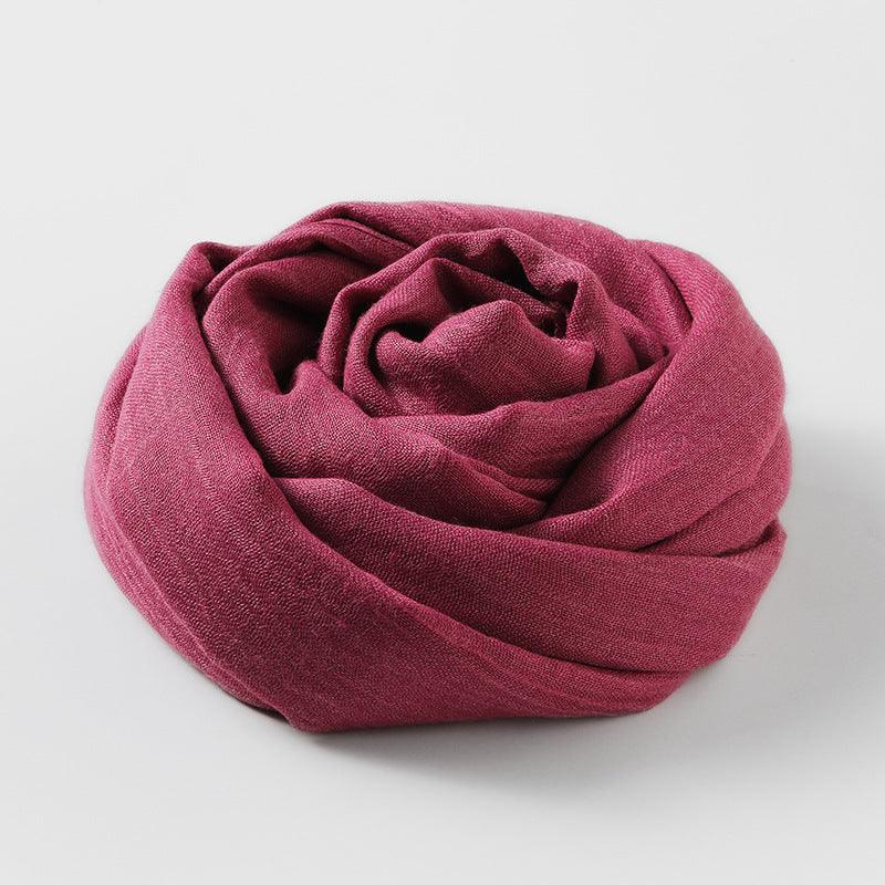 Women's Fashion Artistic Solid Color Cotton And Linen Scarf - Nioor