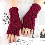 Shiny Silver Silk Knitting Wool Gloves Diamond-shaped Missing Finger - Nioor