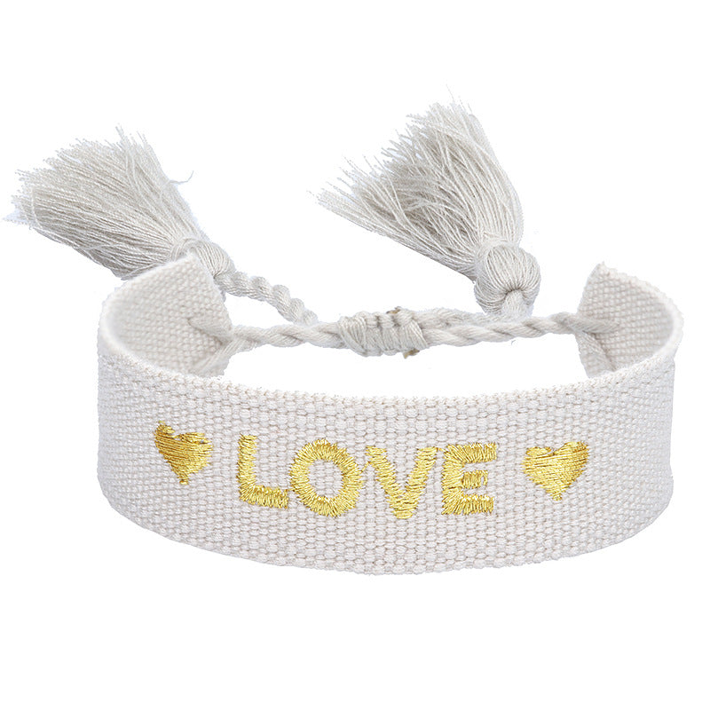 Knitted Belt Couple Bracelet Letter Embroidery Wrist